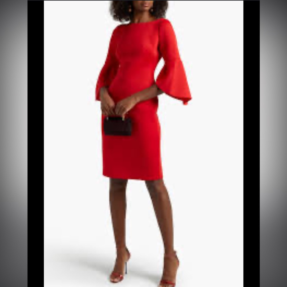 Fluted Ponte Dress In Red